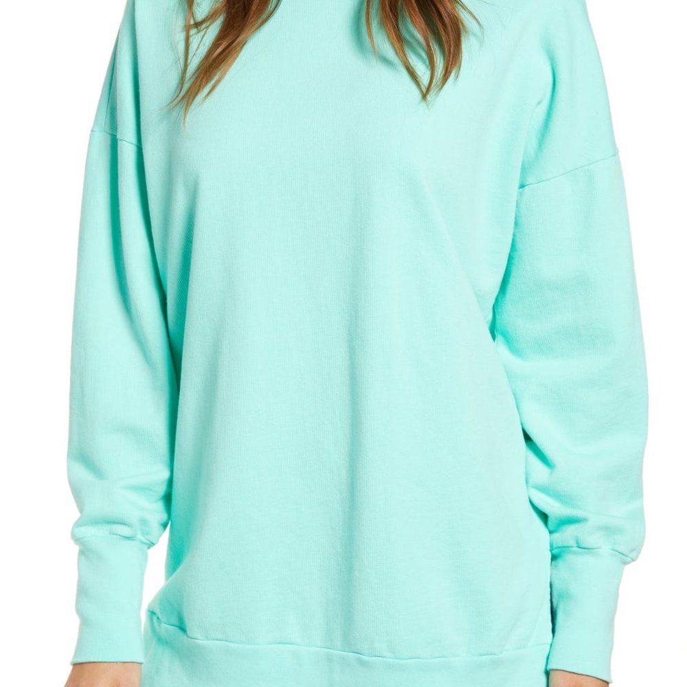 Caslon Side Slit Cotton Sweatshirt Green Mint M